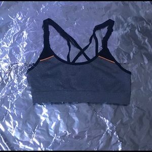 Grey and blue sports bra